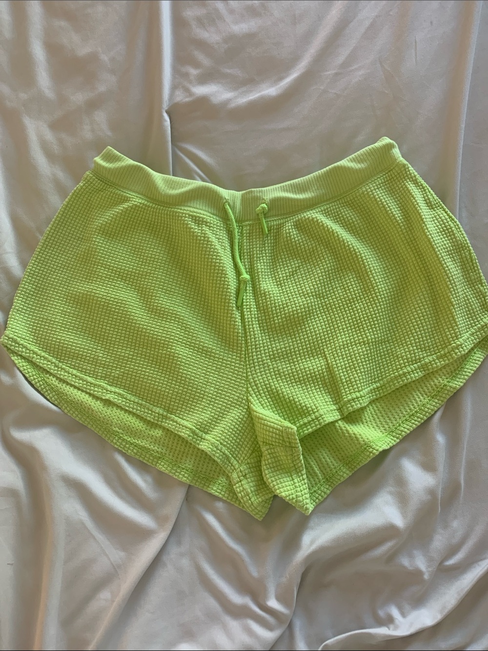 aerie Neon Lime Waffle Knit Athletic Lounge Shorts